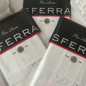 3 SFERRA EURO WHITE SHAMS 26x26 BRAND NEW